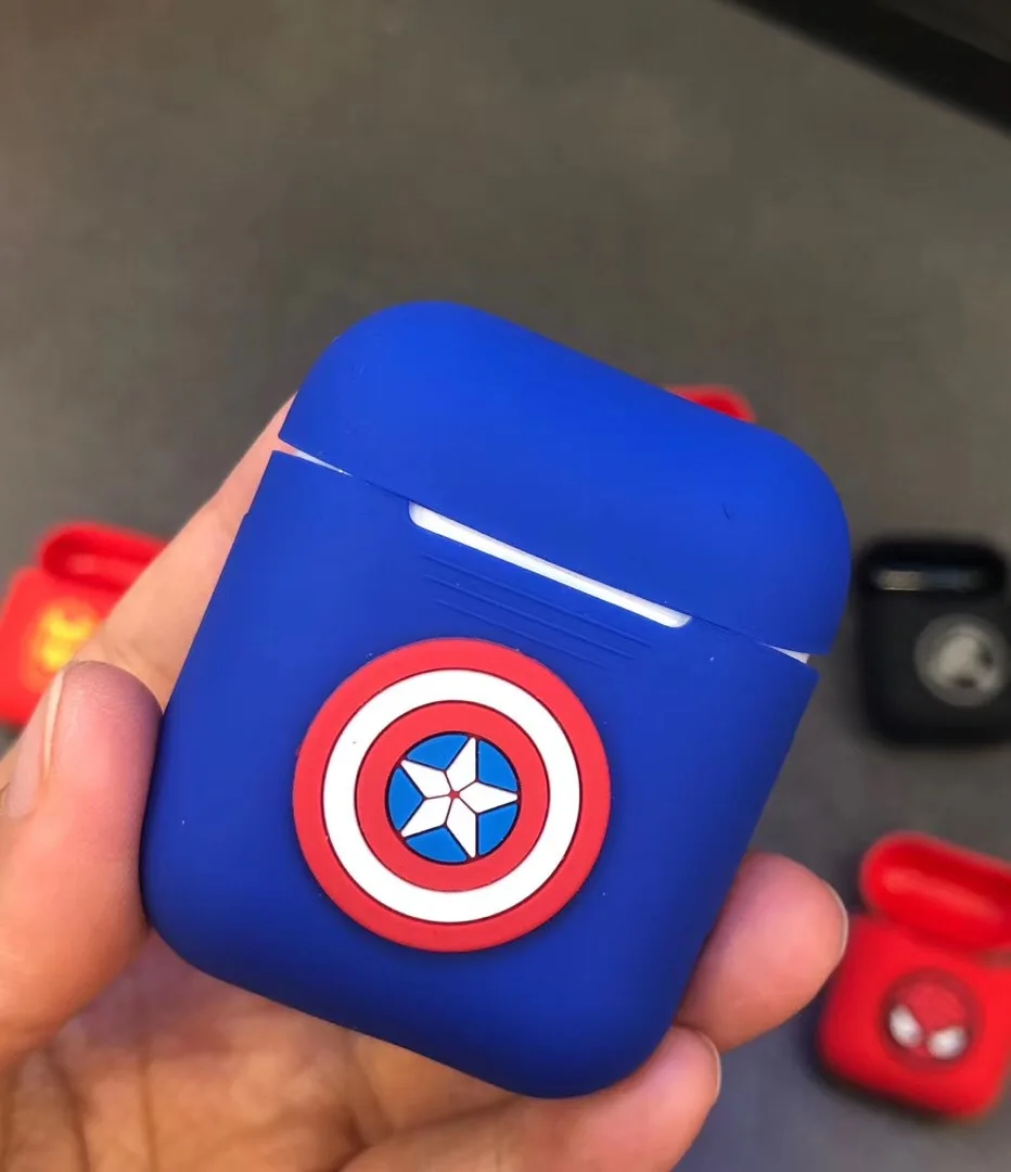 Милый чехол для наушников Marvel AirPod 2 1 силиконовый с зарядкой airpods защитный мягкий |