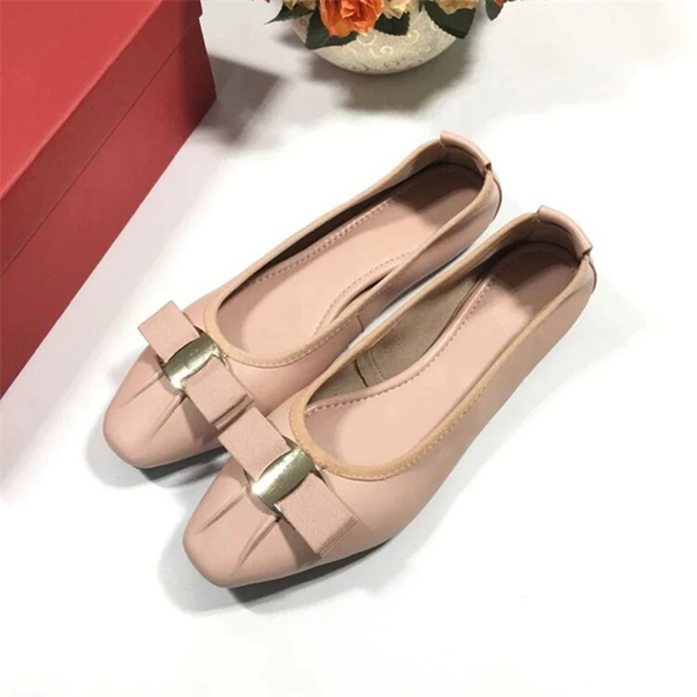 Женские Повседневные балетки Junetxin из натуральной кожи на плоской подошве