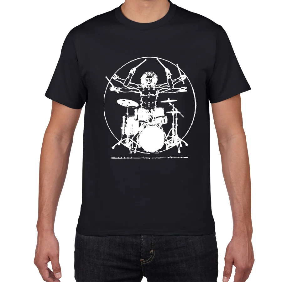 

Drums Da Vinci funny T Shirt men Vitruvian Man Drummer cotton Vintage Graphic Music Novelty streetwear men tshirt men homme