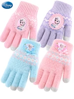 original disney childrens gloves winter knitted warm full finger girls frozen princess girls toddler five fingers