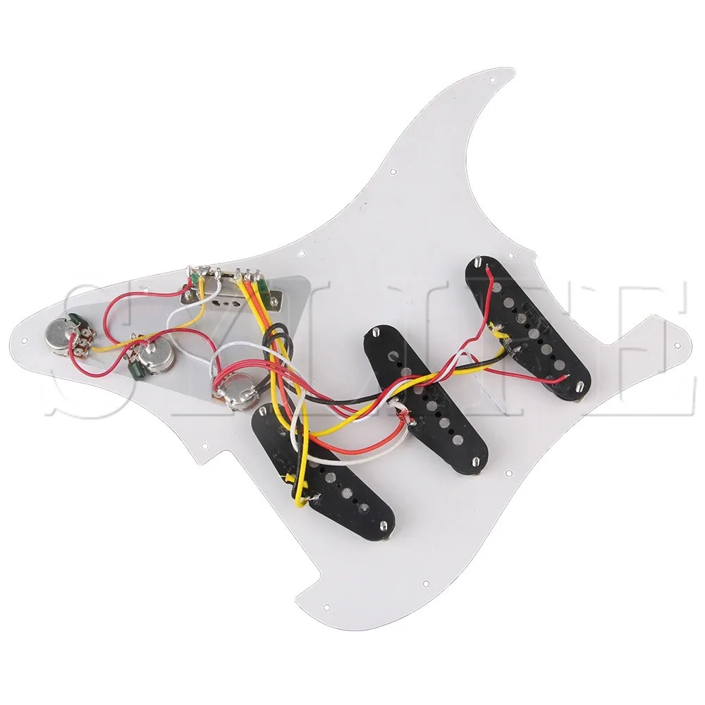 Синий 3 слойные фанерные 11 Отверстие загружено Pickguards сборки SSS Одиночная катушка