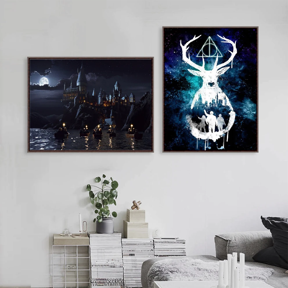 Плакат со сценами из фильмов олень Гарри Поттера Плакаты и принты акварельная