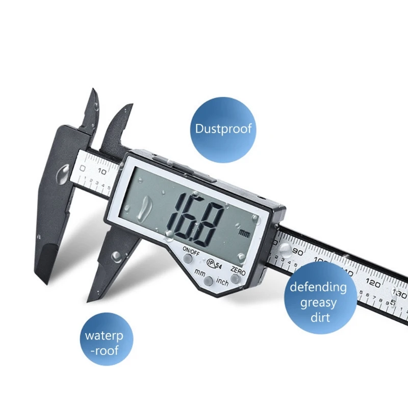 Цифровой штангенциркуль водонепроницаемый IP54 большой ЖК-экран углеродное
