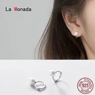 Женские серьги-кольца La Monada, серебряные серьги из стерлингового серебра 925 пробы с подвеской из синтетического жемчуга
