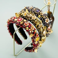new fashion women headband flannel crystal hairband adult center knot party headwear rhinestone baroque hair accessories