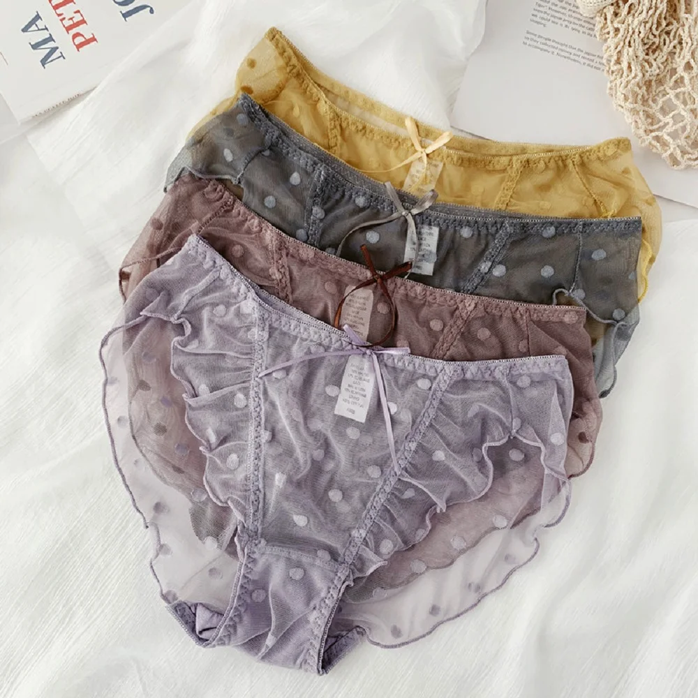 

Нижнее белье женское Бесшовное, дышащие тонкие удобные кружевные трусы в горошек