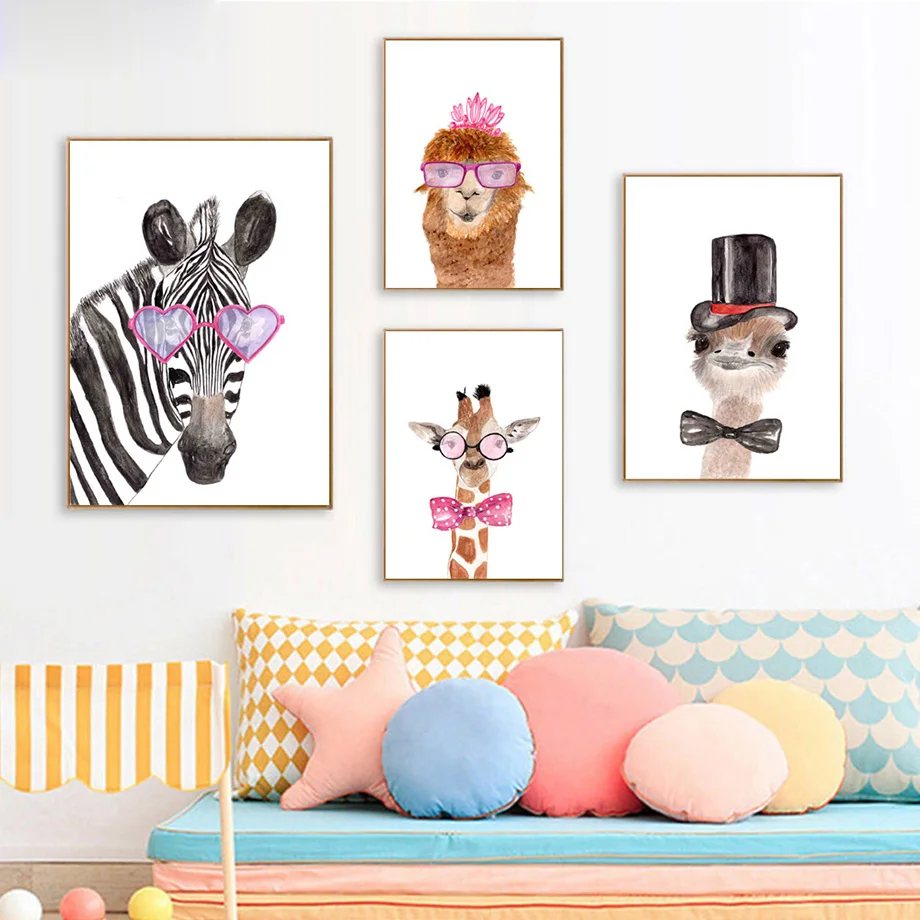 Скандинавский современный страусиный Зебра Альпака Жираф искусство стен холст