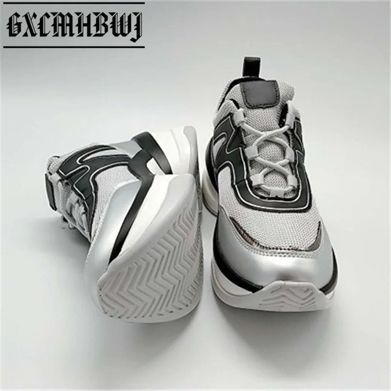 

GXCMHBWJ New Brand Design Women Platform Sneakers Hiden Increasing Walking Shoe Comfortable Wedges Tennis High Quality Lady Shoe