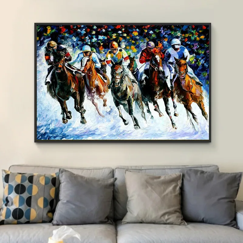 

Running Horse Racing Canvas Painting Pictures Abstract Wall Art for Living Room Decoration Home Decor Paintings for Interior