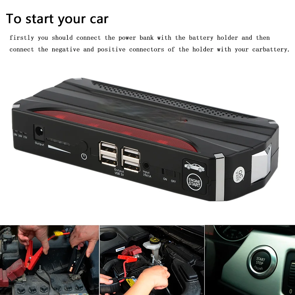 

12000Mah Car Battery Charger Pack Jump Starter Multi Function Auto Emergency Power Bank For Starting Car Portable
