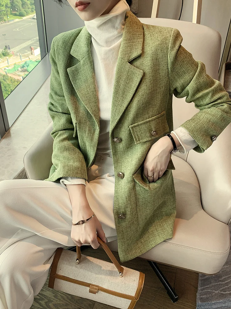 

elegant women's suit casual French thick suit jacket blazer feminino jacket Office lady long blazer women blazers and jackets