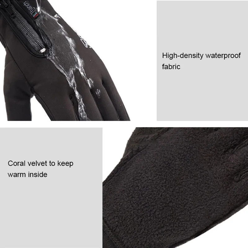 Водонепроницаемые зимние теплые перчатки мужские лыжные для сноуборда