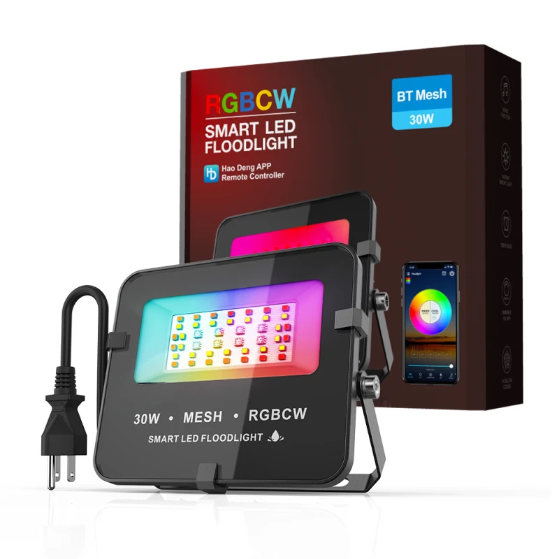 

Smart LED Floodlight Bluetooth-Compatible Smart Home 30W IP66 Waterproof Outdoor Lighting LED Spotlight Alexa Google Home