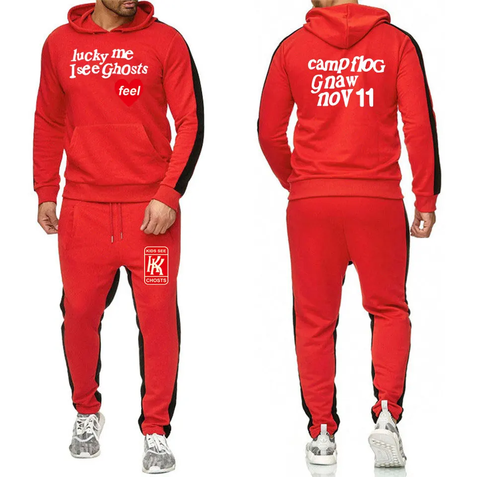 Мужской комплект спортивной одежды KANYE белый Повседневный свитшот в стиле хип