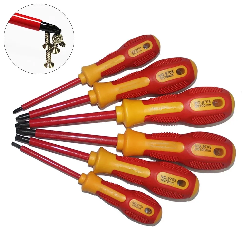 

6/7/8/9Pcs High Voltage 1000V Screwdriver Kit Slotted Cross Insulated Electrician Screwdriver Kit Hand Tools Set Home Hand tool