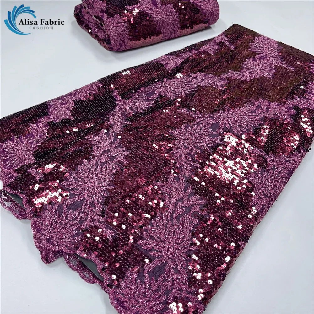 

5yards Nigerian Sequin And Embroidery Lace Fabric 2022 High Quality Lace For Sewing DIY Tulle French Lace Mesh Fabric