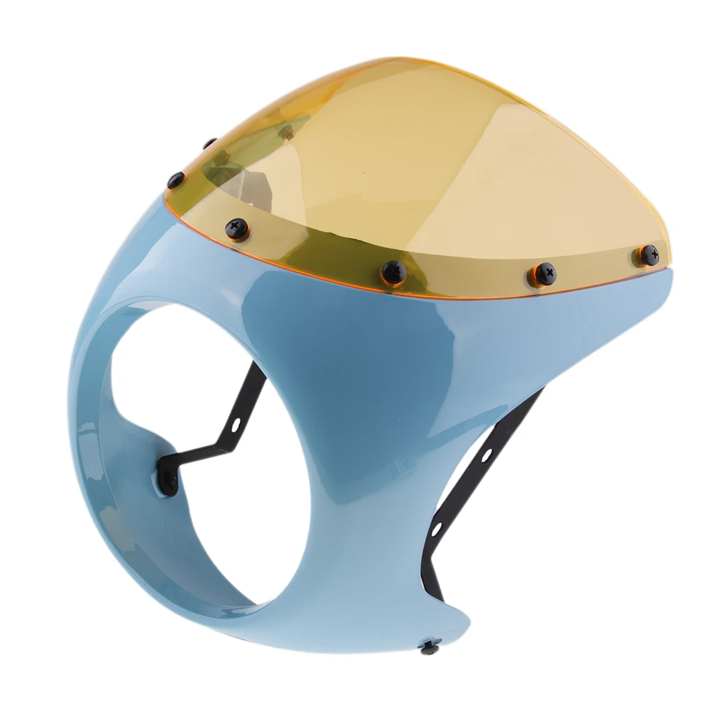 

7" Headlight Fairing Screen Windshield Cover For Cafe Racer Motorcycle