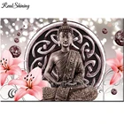 Алмазная живопись, полностью квадратнаякруглая 5D Вышивка крестиком, алмазная вышивка, Розовая Лилия, Будда, картина стразы, цветы, T85