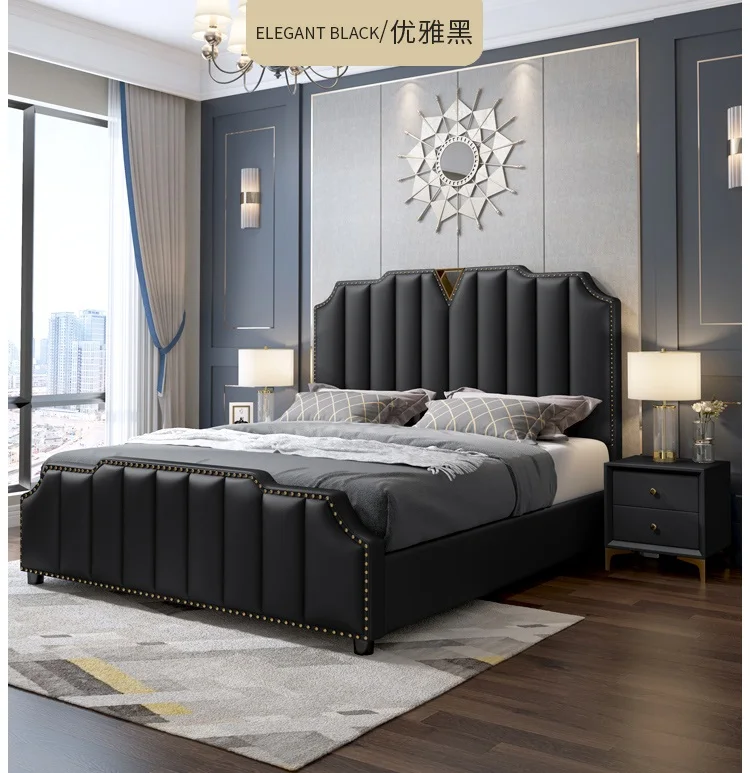 Современная кровать Дизайнерская кожаная каркас мягкие кровати домашняя мебель
