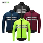 Мужская велосипедная куртка WOSAWE, теплая флисовая ветрозащитная куртка для велоспорта на осень и зиму, дышащее светоотражающее длинное Джерси