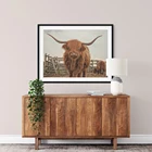 Печатный фото в гористой местности корова Wall Art Абстрактная живопись холст для живописи минимализм с длинным ворсом, коровы принты животных печати плакатов