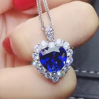 huitan creative blue cz women heart pendant necklaces graceful party jewelry bridal engagement wedding accessories good quality