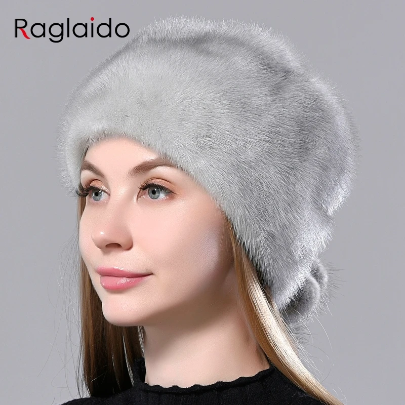 Роскошные зимние меховые шапки для женщин Anit Cold 40 градусов теплые с шариками из