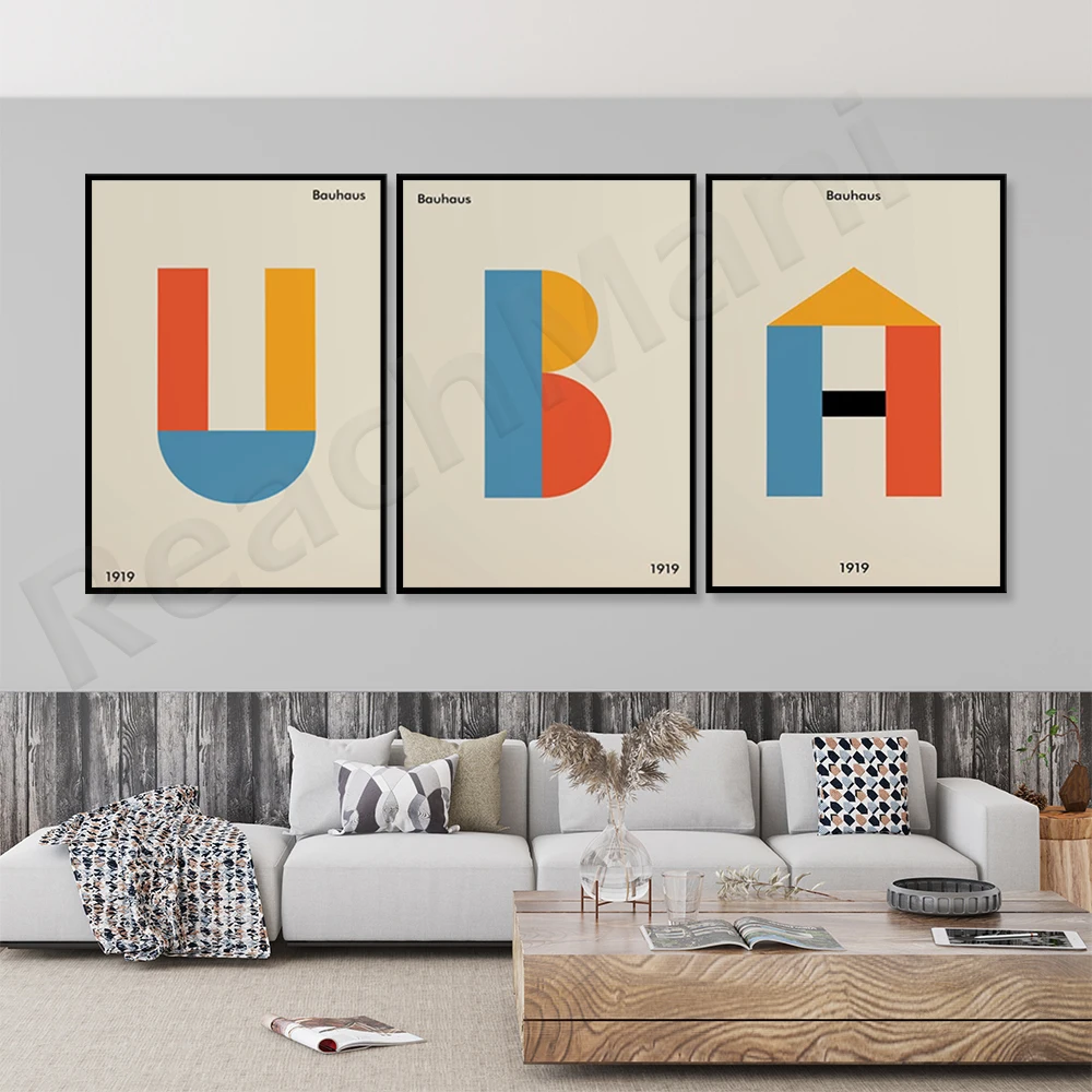 

Bauhaus pays tribute to modern B, A, U letter wall decoration exhibition poster canvas printing gift