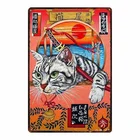 Винтажный Японский тату-Кот самурая металлическая жестяная вывеска животные потертый шикарный настенный постер ниндзя кошка паб кафе домашний декор Куадрос WY87