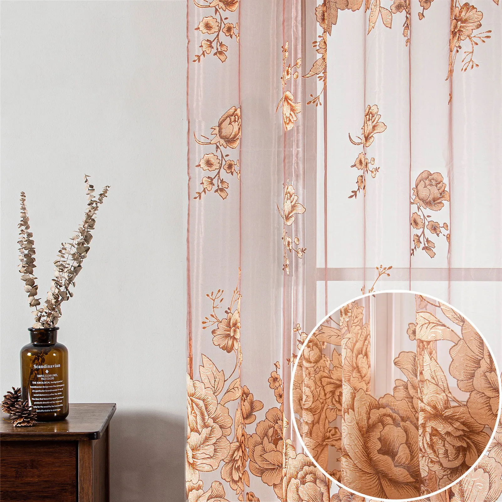 

European Style 2022 New Luxurious Atmosphere Flower Exquisite Jacquard Orchid Tulle Curtains for Living Dining Room Bedroom