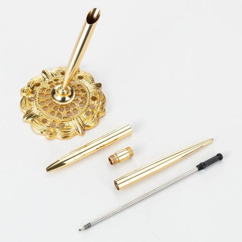 

Vintage Metal Desktop Bank Counter Pen Holder Base Office Stationery Accessory