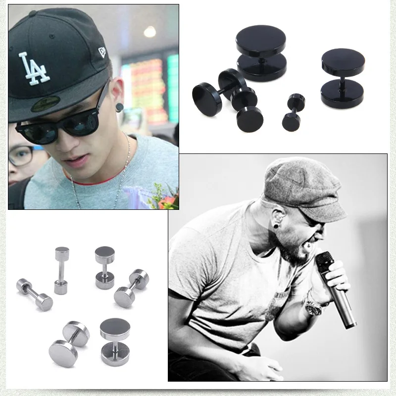 Серьги из нержавеющей стали для мужчин модные корейские в стиле хип-хоп Круглые
