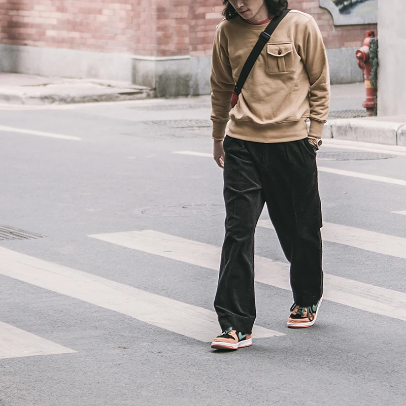 Брюки мужские вельветовые свободного кроя винтажные повседневные