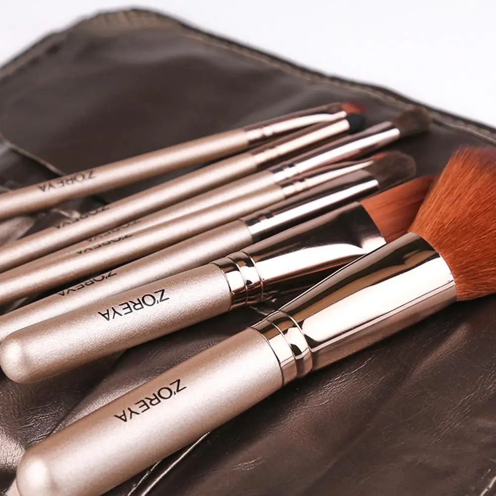 ZOREYA 7 шт./компл. набор кистей для макияжа с коробкой шампанского вискозного цвета