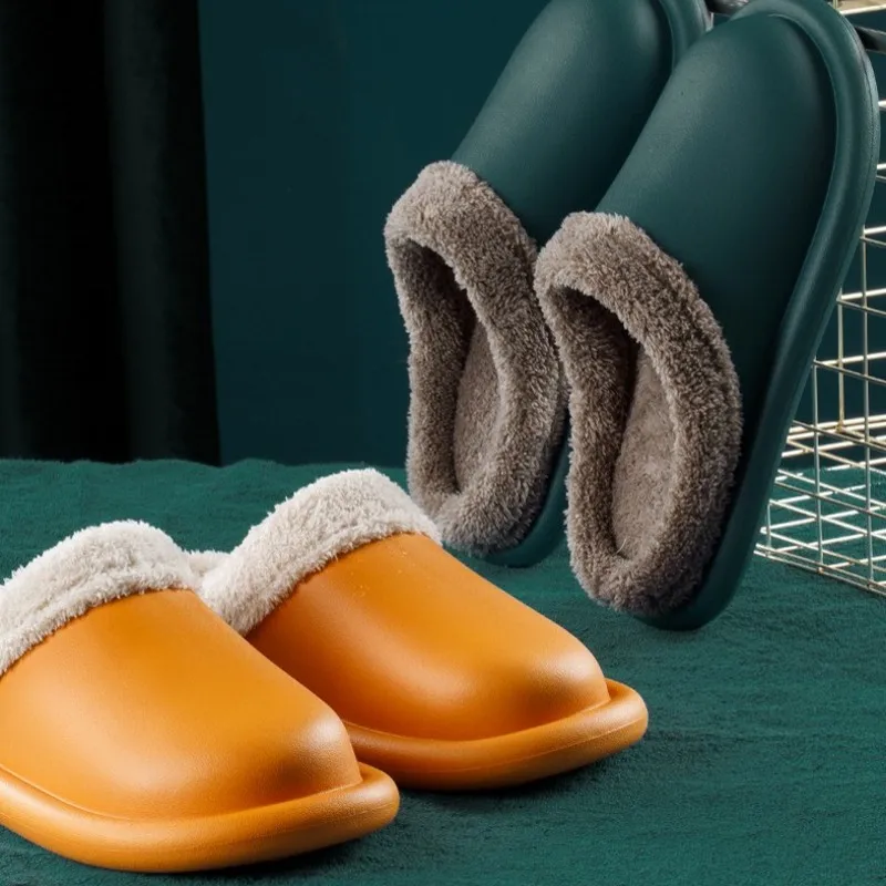 Домашние зимние шлепанцы унисекс меховые теплые тапки для дома и улицы сланцы