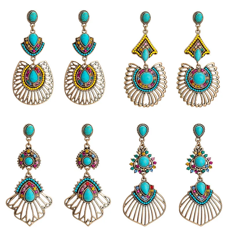 Коми новые зеленая бирюза акриловые серьги Богемия классические геометрические