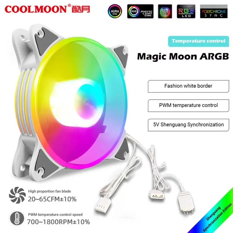 

COOLMOON Cooler Heatsink CPU PWM Cooling Fan 12cm 5V Addressable ARGB CPU Radiator Heatsink for Desktop PC Chassis