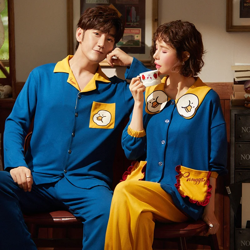 Пижама женская/Мужская хлопковая с длинным рукавом на осень/зиму | Мужская одежда