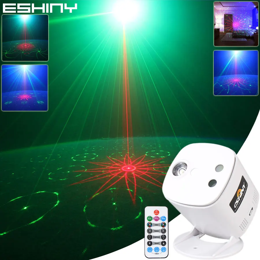 Лазерный проектор ESHINY RG/RGB с 20/30 узорами освещение для диджея диско вечерние RGB