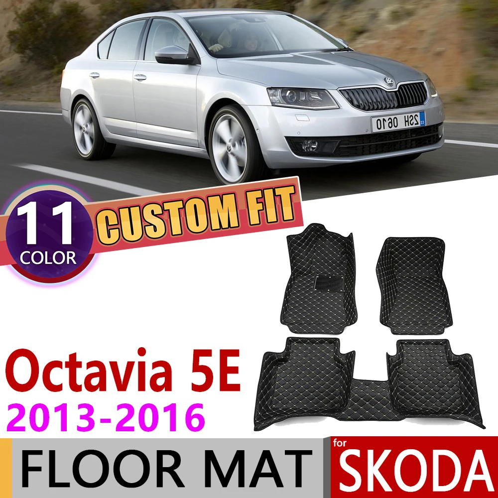 Кожаные автомобильные коврики на заказ для Skoda Octavia A7 5E MK3 2013 ~ 2019 3