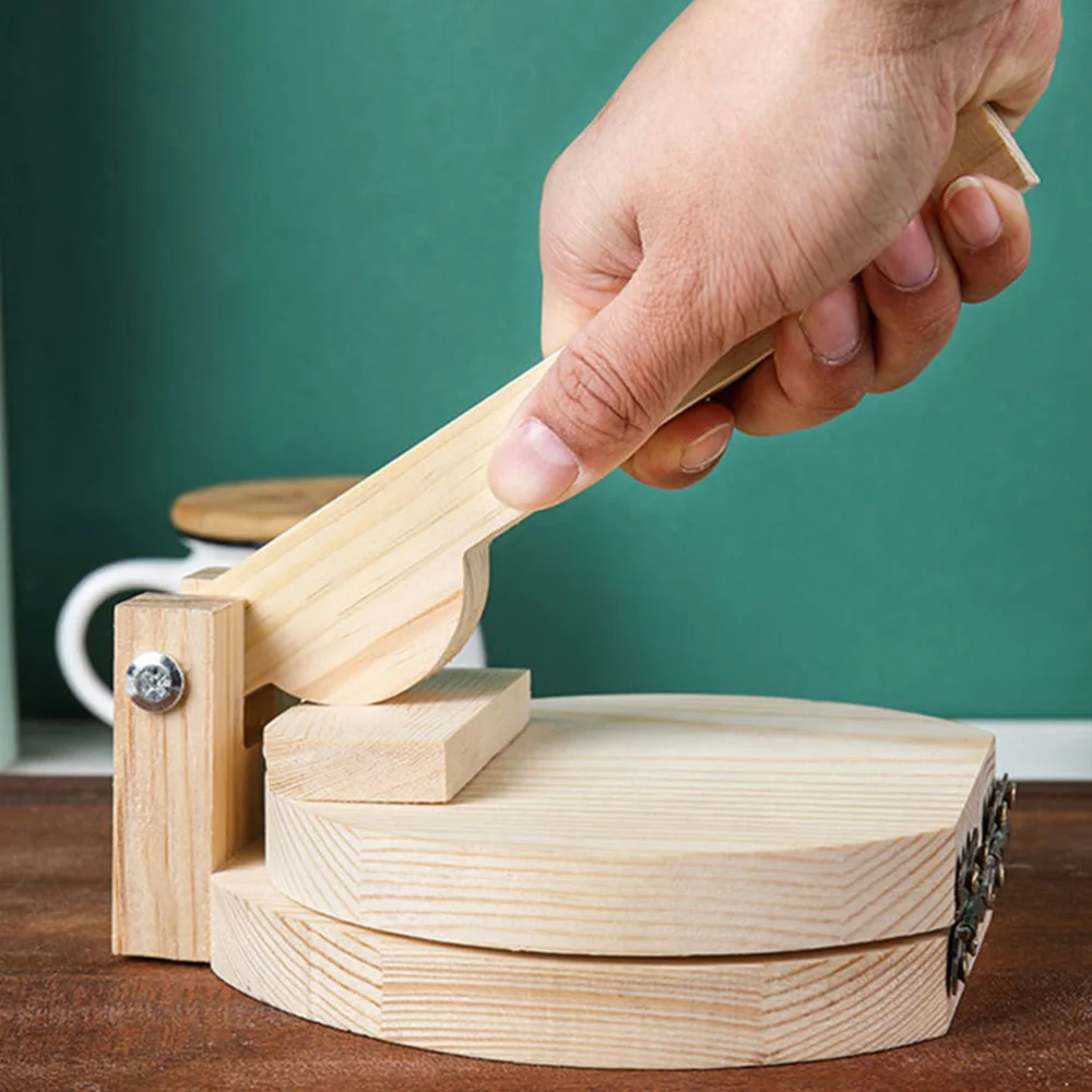 

1pc Wooden Dough Pressing Tool Dumpling Dough Presser Dough Presser (Log Color)