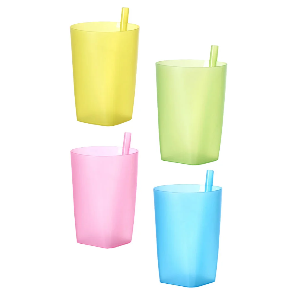 

4pcs Children Sippy Cups with Built in Straw Fresh Baby Water Drinking Mug