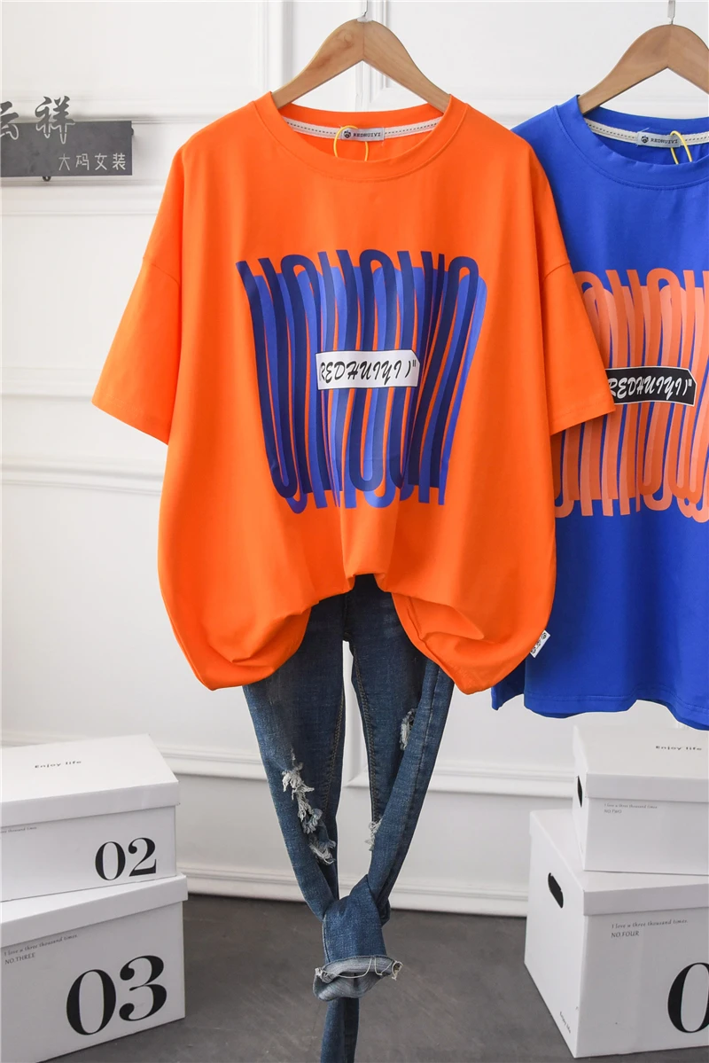 

Summer Fashion Brand Large European and American Printed T-shirt Large Size Loose Hip Hop Personalized Graffiti Short Sleeve Top