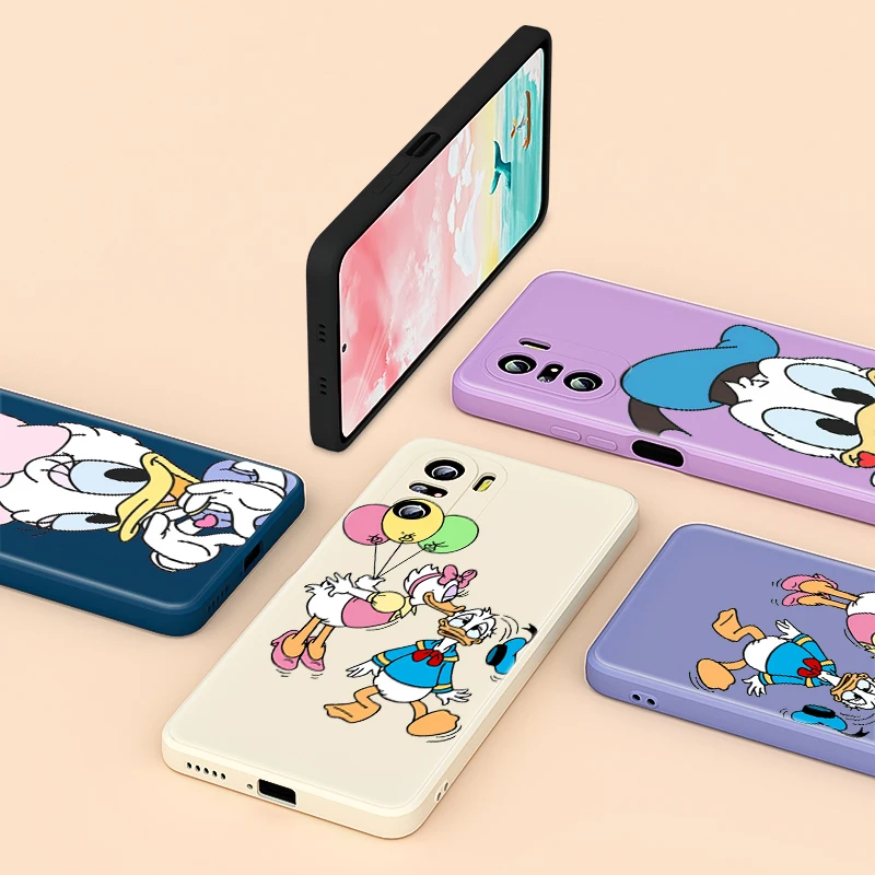 

LOVE Donald Duck Liquid Silicone Soft Capa For Redmi 9 8A 8 7 5 4X 9AT 9A 9i K40 K30 K30i 10X 9T 9C Pro Plus Phone Case