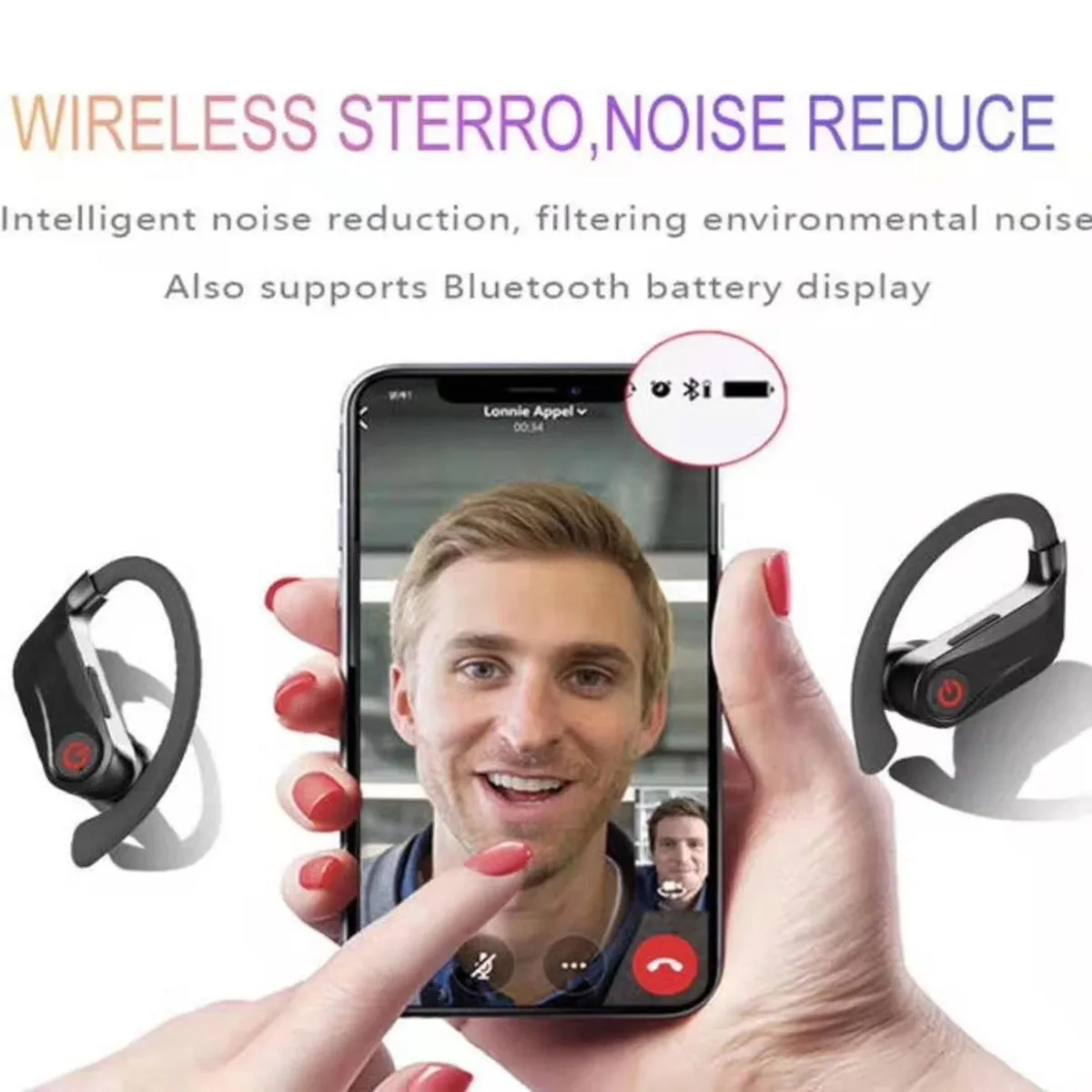 Q62 power HQB беспроводные V5.0 bluetooth наушники стерео гарнитура с ушным крючком спортивная Гарнитура с светодиодный цифровой дисплей зарядная коробка
