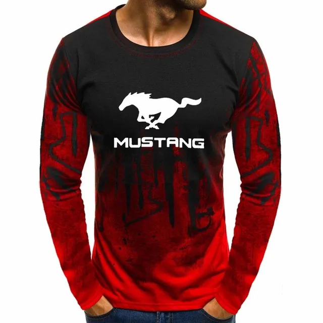 Gradient O neck pullover Sweatshirts Mustang Car Logo Printed Casual Cotton Men Hoodies Hip Hop Harajuku Clothing T | Автомобили и
