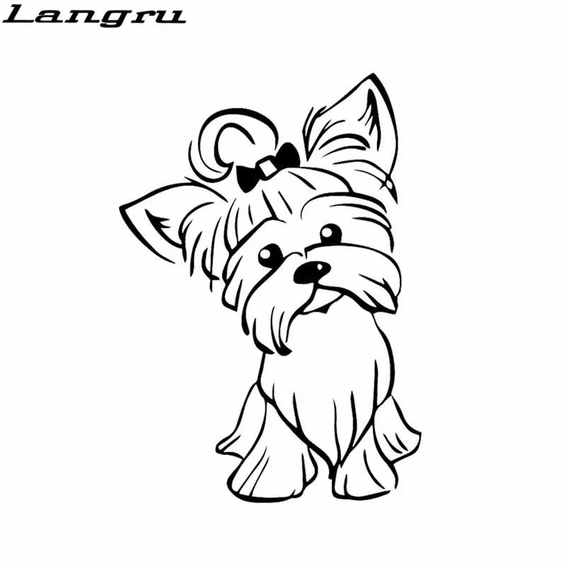 Langru 12 2*17 3 см наклейка на машину йоркширского терьера щенка Догги Йорка милая