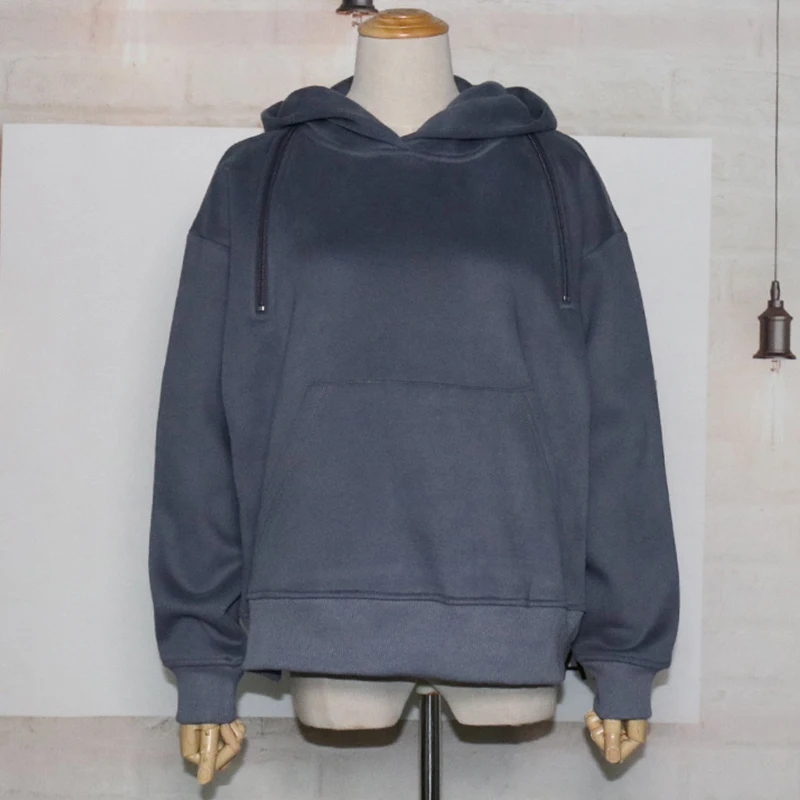 Женские двусторонние толстовки флисовый свитшот с капюшоном пуловер спортивный