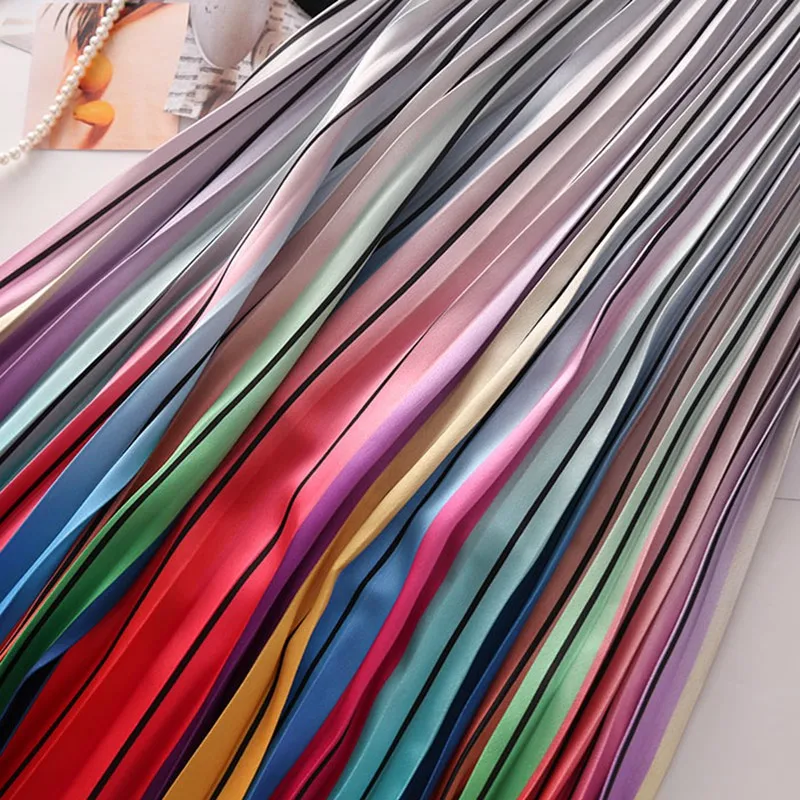 Юбка женская плиссированная атласная средней длины модная юбка с градиентным