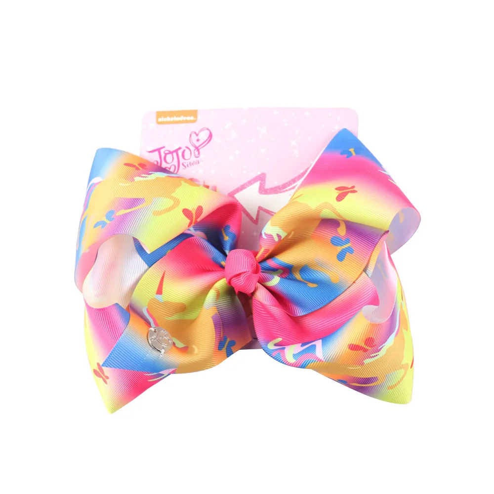 

8" jojo siwa Large Bows with Clip Unicorn Baby Hairpins Bowknot Hairgrips Handmade Rainbow Hair clip Hair Accessories for Girls